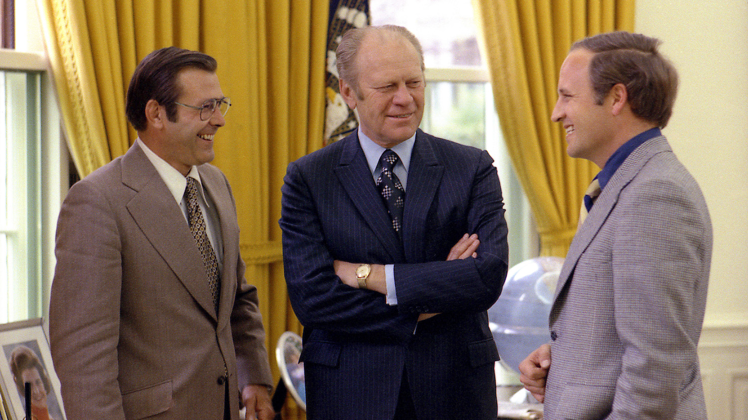 Ford meets with Rumsfeld and Cheney, April 28, 1975 1472x828