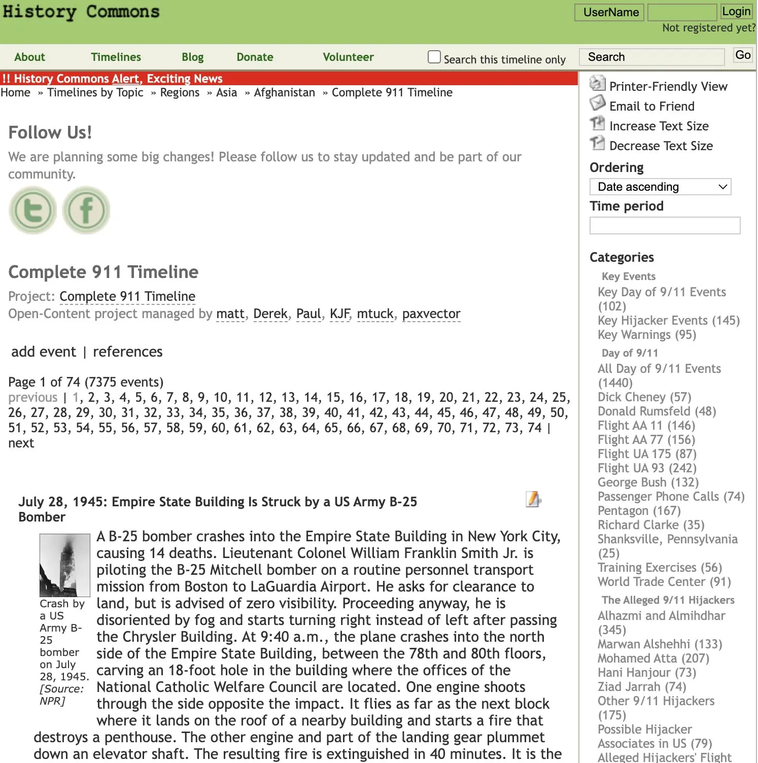 History Commons Complete 9/11 Timeline